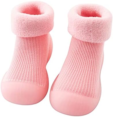 Детско дете бебе девојки девојки цврсти топло плетено меко гумени чевли чорап, палење на меки чевли за фустани за девојчиња
