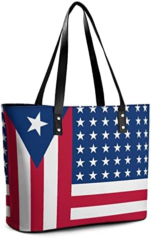Порторико Американско Знаме Торба За Торби Handетска Женска Чанта Големи Кожни Чанти Со Патент За Жени Работа Училиште Патување