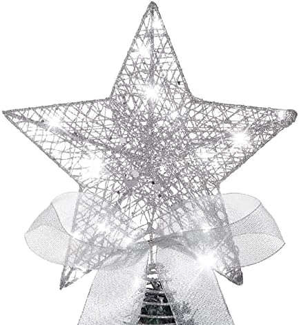 Божиќ Блескав Ѕвезда Дрво Топпер Лак Осветли 12 Инчен Елка Ѕвезда Дрво Елка Украс Со 30 ЛЕД Стринг Светлина За Елка Декорација
