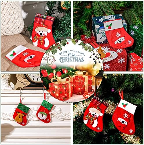 36 парчиња мали божиќни чорапи 6,8 инчи 3Д ирваси Дедо Мраз Божиќни чорапи мини рефус црвени и зелени бонбони чорапи разновидни