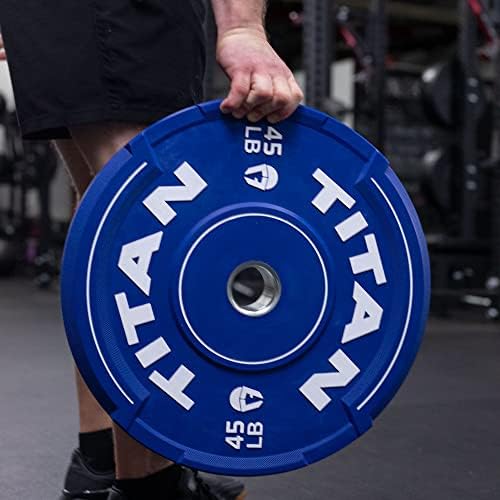 Titan Fitness 10 lb боја на олимписки браник плочи, продадени како пар, гума со челик вметнување, кревање тегови и тренинг на сила