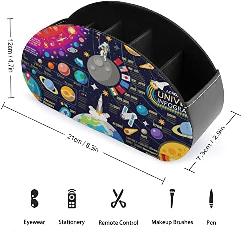 Космички простор 3D Galaxy Remote Contain Scholders PU Fore Caddy Caddy Organizer Box со 5 оддели за материјали за домашни канцеларии