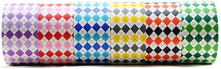6 ролна разновидност пакет на декоративна лента во стилот на канали, лента со чипка, секоја ролна 1,88 инчи x 5 јарди, идеално за сноп -книги