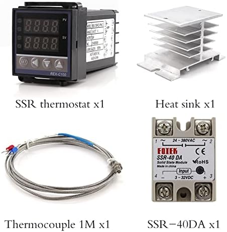 DXSE REX-C100 Дигитален дисплеј Интелигентен контролор на температура k термопар цврста состојба на цврста состојба SSR-40DA Комбионален
