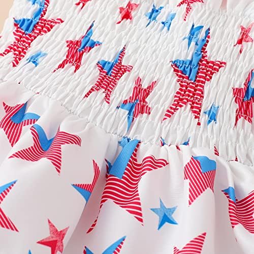Noubeau Toddler бебе девојче 4 -ти јули фустани Денот на независноста облека дете американско знаме starsвезди ленти патриотска облека