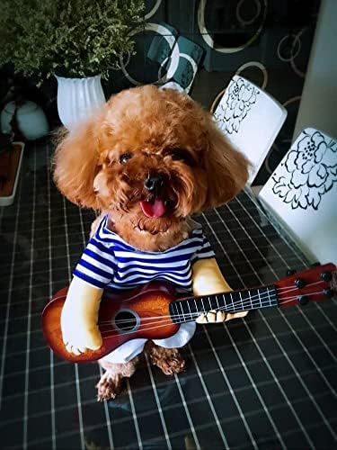Костуми за кучиња S-живописни кучиња миленичиња гитара гитарист гитарист играч смешни наша свои услуги за Ноќта на вештерките Божиќна облека