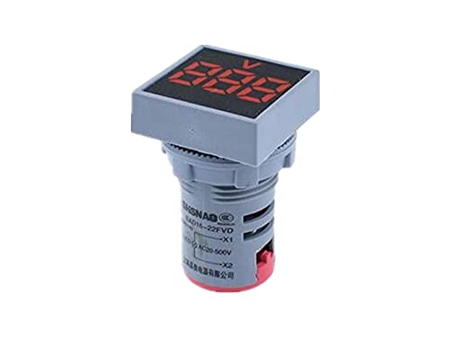 KQOO 22mm мини дигитален волтметар квадрат AC 20-500V напон на напон на напон, мерач на моќност LED индикатор за сила