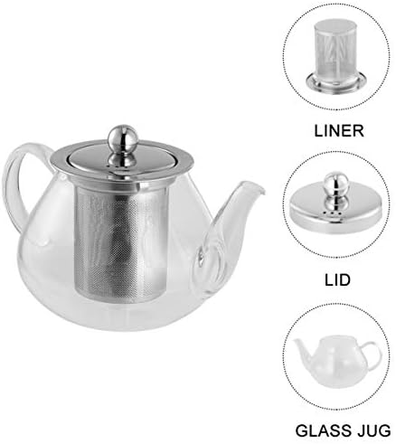 Хемотон стаклена вода стомна стаклена чајник чајник од не'рѓосувачки челик капакот чај чај чај стоп чај со цедалка од не'рѓосувачки челик
