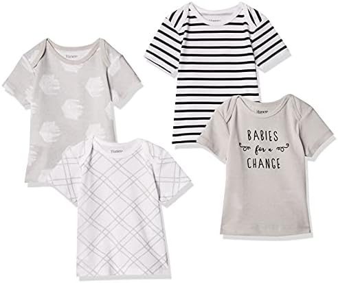 Маица за бебиња во Ханес, флексибилна мека кошула за истегнување, проширување на рамото, 4-пакет