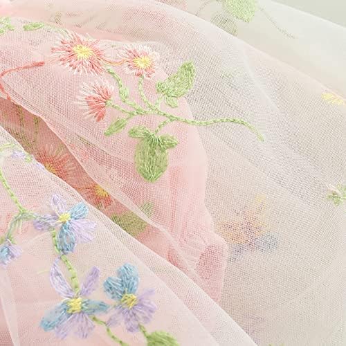Доенче девојче лето самовила ромпер фустан прилагодлива ленти без грб цвет везови роденденски фустан од туту