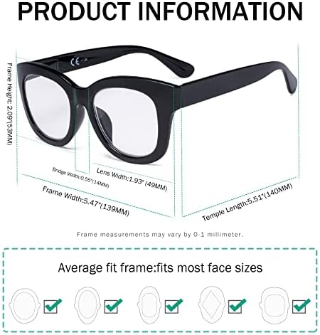 Eyekepper Заштедете 10% на 5 пакувања жени ретро преголеми очила за читање и 4 пакувања дами преголеми читатели на квадратни дизајн
