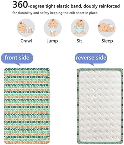 Ацтек со тематски опремени мини чаршафи, преносни мини креветчиња за креветчиња ултра мек материјал-плетен сад или столб за кревет, 24 „x38“, морска