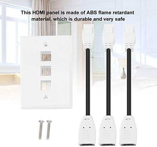 Serounder HDMI Ѕид Плоча, 3 Порта HDMI Спојка Покрие Аудио Видео HDTV Ѕид Плоча Панел Со Кабел за Проектор &засилувач; Домашно