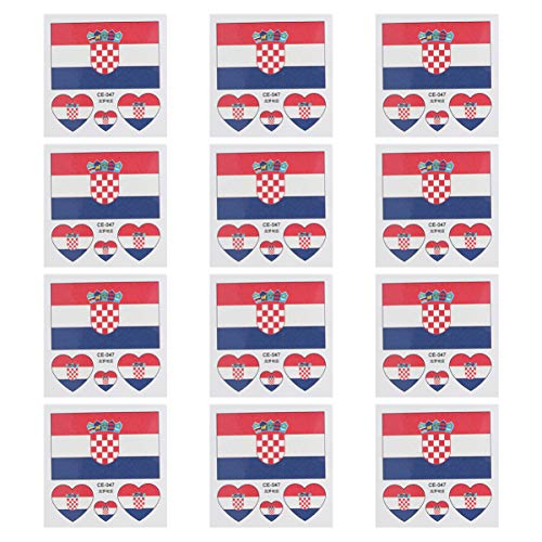 Амосфун 12 парчиња привремени земји за тетоважа знамиња на налепници за тетоважа со знаме на знамето во водоотпорни налепници за лице