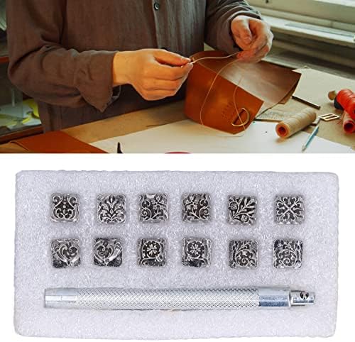 Кожни марки комплет алатка за печат Поставете 12 образец за удари со кожни алатки за DIY