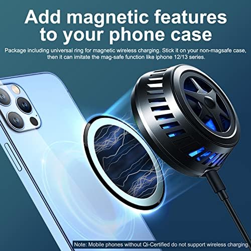 MagLoop Телефон ладилник за гејмерски магнетски безжичен полнач, безжичен полнач за мобилен телефон со вентилатор, вентилатор за ладилник со