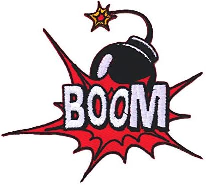 Графички прашина бум бомба треска везена железо на лепенка POW WOW KABOOM SOUND Effect Ранецот цртан филм Jeanан јакна за кампување