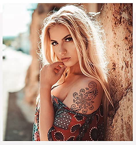 Хојан Привремена Тетоважа Мандала Секси Цвеќиња Лажни Тетоважи Цветна Серија Налепници За Уметност На Телото за Возрасни Жени и