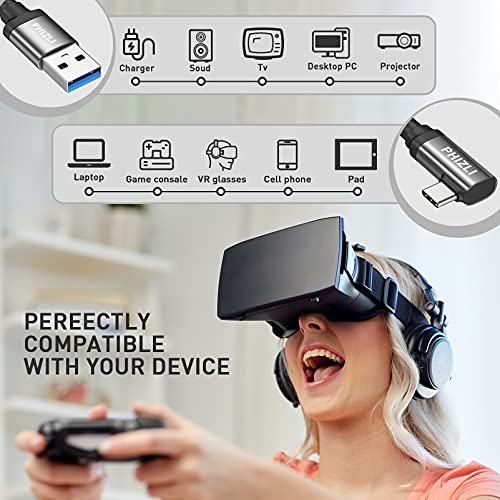 Кабел за линк Phizli 16FT компатибилен за Oculus Quest 2, кабел за слушалки VR, пренесување на податоци со голема брзина и брзо полнење USB C
