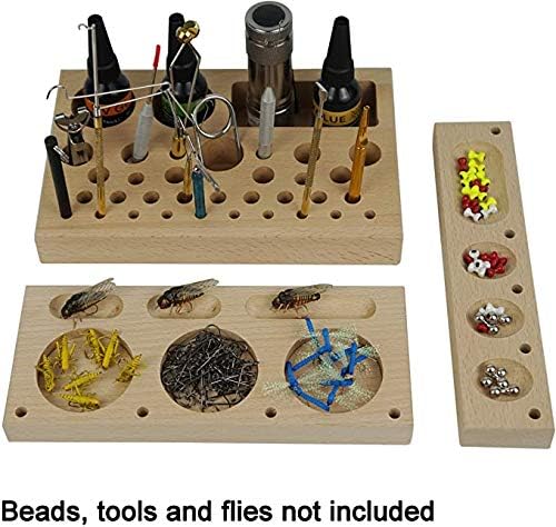 Авентик 3 во 1 Класична алатка за врзување на дрвени мува кади алатки за риболов Организатор, летачки додатоци за врзување дизајнирани од специјалист