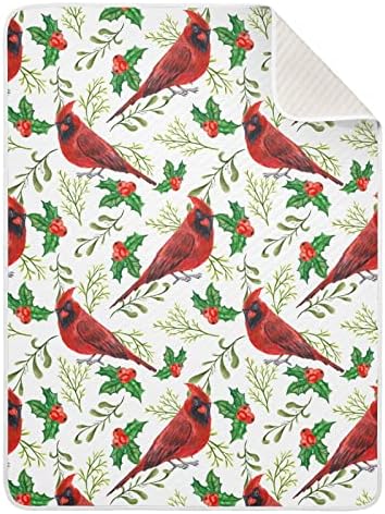 Swaddle Chistmon Christmas Red Cardinal Holly Cerebus Lights памучно ќебе за новороденчиња, примање ќебе, лесен мек за леб за креветчиња,