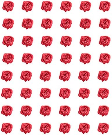 Ruwado 50 парчиња сатенска лента рози мини цвеќиња бутик апликација за шиење за шиење за шиење за занаетчиски проект за занаетчиски