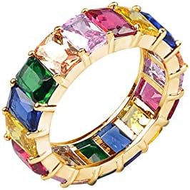 Womenенски модни прстени квадратни исечени циркони свадбени прстени за накит за накит за жени со целосен дијамантски прстен накит подароци