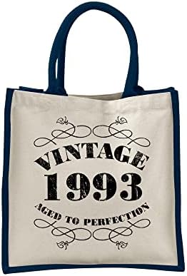 30 -ти роденденски торбички торби подароци за жени - торбички со памук од памук јута за купување - гроздобер 1993 година - сина -С