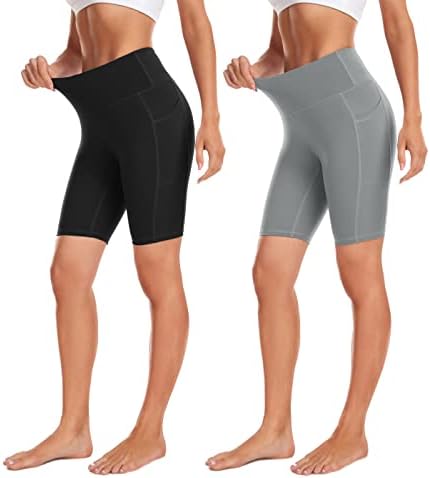 Легенда женски 2 пакувања голи чувство за меки меки јога шорцеви - 3 / 8 тренингот со високи половини што работи со велосипедисти