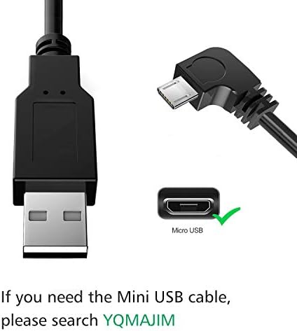 Кабел за напојување за полнење на yqmajim за Dash Cam, USB 2.0 до микро USB CAR возило за полнач за напојување со адаптер за адаптер за GPS