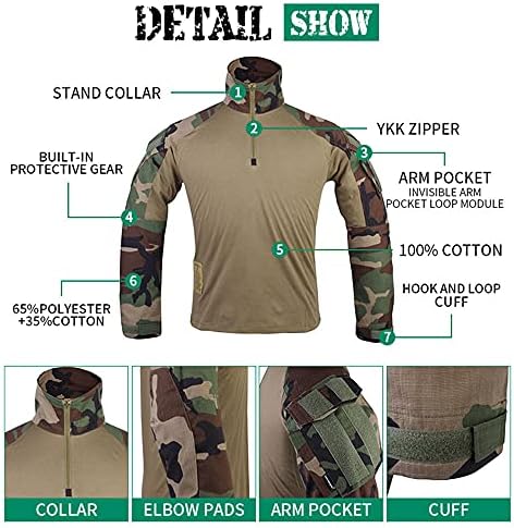 Emersongear Combat Combat Airsoft Tactical Gen 3 кошули за мажи со долг ракав