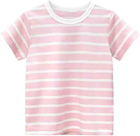 Детско деца бебешки момчиња девојки ленти со кратки ракави маички маички врвови, плус големина виножито шарена кошула