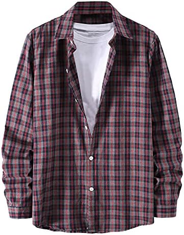 Кул џемпери за мажи маица машка машка карирана печатена кошула со долги ракави единечен јака за вртење на градите