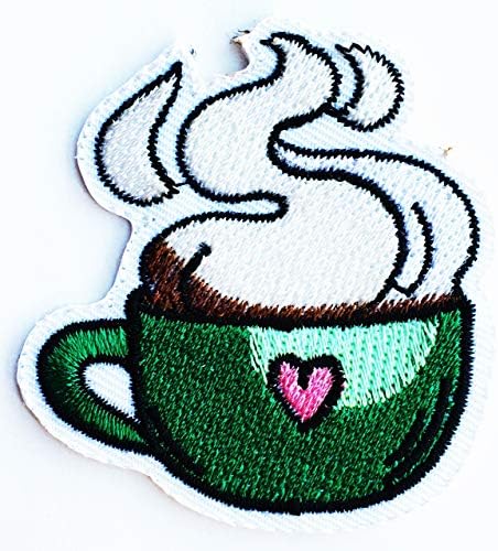 Еспресо капучино шолја кафе топол пијалок деца цртан филм железо на лепенка везена лепенка за јакна торбички фармерки ранец облека DIY