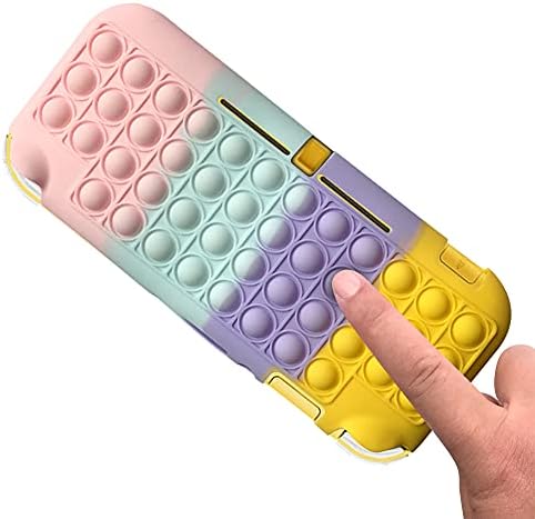 SDTEK Rainbow Pop Case компатибилен со Nintendo Switch Lite, Bubble Fidget Multicolour Soft Silicone Cover