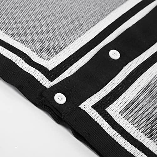 ПЈ Пол onesонс Машка гроздобер лента плетена поло маици кратки ракави стилски копче надолу по кардиган џемпер