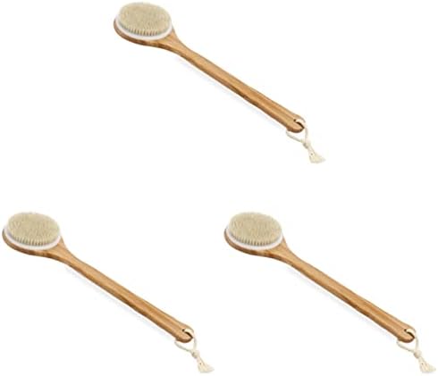 Zerodeko 3 парчиња туш за туширање на четка за четка за четка за четка со долга рачка од бамбус