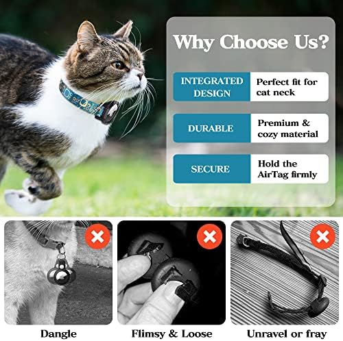 ЈАКА За Мачки JXFUKAL AirTag, Интегрирана Јака За Мачиња Со Држач За Воздушни Ознаки На Apple, Безбедносна Еластична Лента &засилувач;
