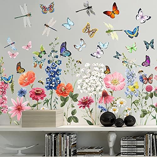 Шарени цветни wallидни декорации градина пеперутки ламји винил wallидни декорации налепници што може да се отстранливи за wallидни налепници за