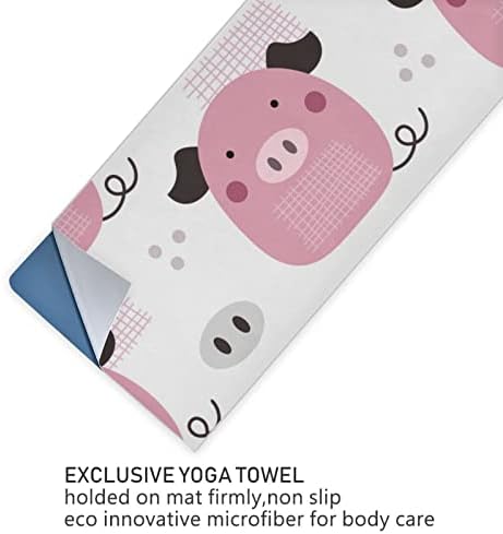 Augensether јога ќебе со симпатична-розова-пиг-мачка со јога пешкир јога мат пешкир