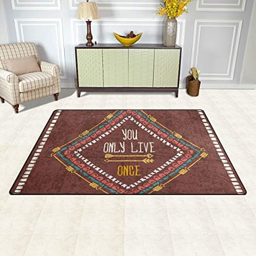 Алаза мека килим, геометриска стрела етничка рамка Јоло под и нелизгаз за живеење за живеење Дорба со соба за спална соба 31х20