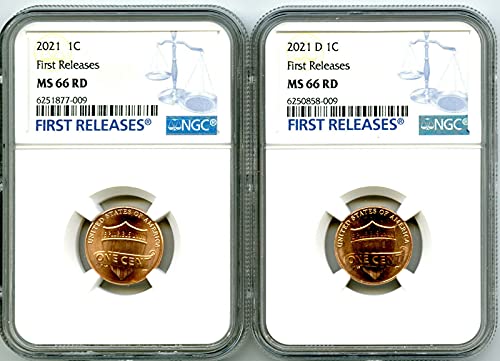 2021 P&D US Mint Union Shield 2 Coin Lincoln Label Set - Прво издание Cent MS66 RD NGC