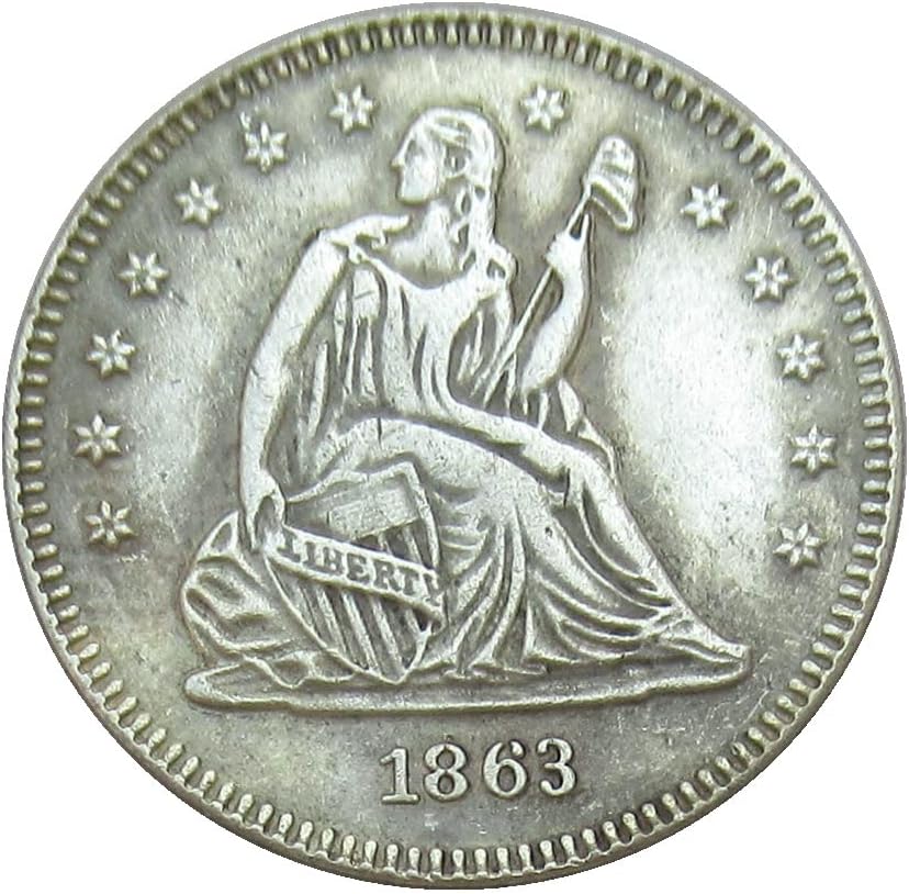 Американски 25 центи знаме 1863 Сребрена позлатена реплика комеморативна монета