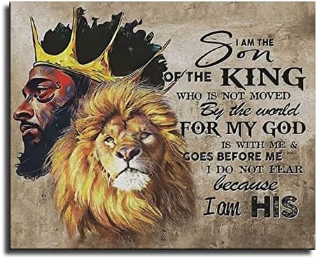 Афроамерикански wallидна уметност лав и крал платно wallид декор црниот човек постер печатење