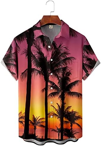 Божиќни јакни на Wybaxz за мажи за мажи печатени хавајски кошули со кратки ракави со кошули со кошули за плажа за маж за маж