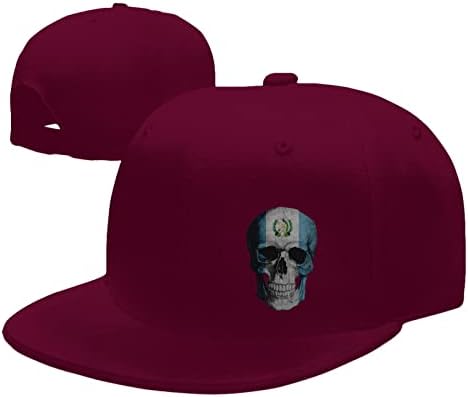 Zusolf Guatemala Flag Guatemala Skull Flat Bill Hat Hat Snapback капи за мажи бејзбол капа камионџии капачиња за мажи прилагодливи