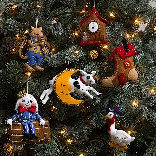 Bucila, расадник рима Божиќно сет од 3 Felt Applique Ornaments Making, Holiday Supplies за DIY иглички за уметност и занаети, 89451E