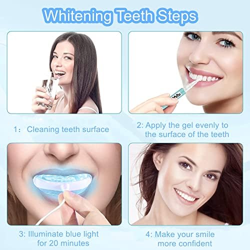 Комплет за белење на заби со LED светло - Дучеур дома Брза насмевка Белење на заб со 16x LED сад за уста за заби 5 парчиња заби за