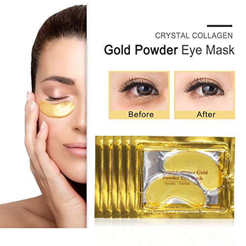 24K Масло за злато око - 25 пара маски за очи за подпухналост Подуени очи и темни кругови третмани под закрпи за очи за длабоки навлажнувачки