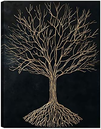 Сечари дрво на животот wallидна уметност Апстрактна црно -златно дрво слика слика печатено на платно модерна дневна соба декорација